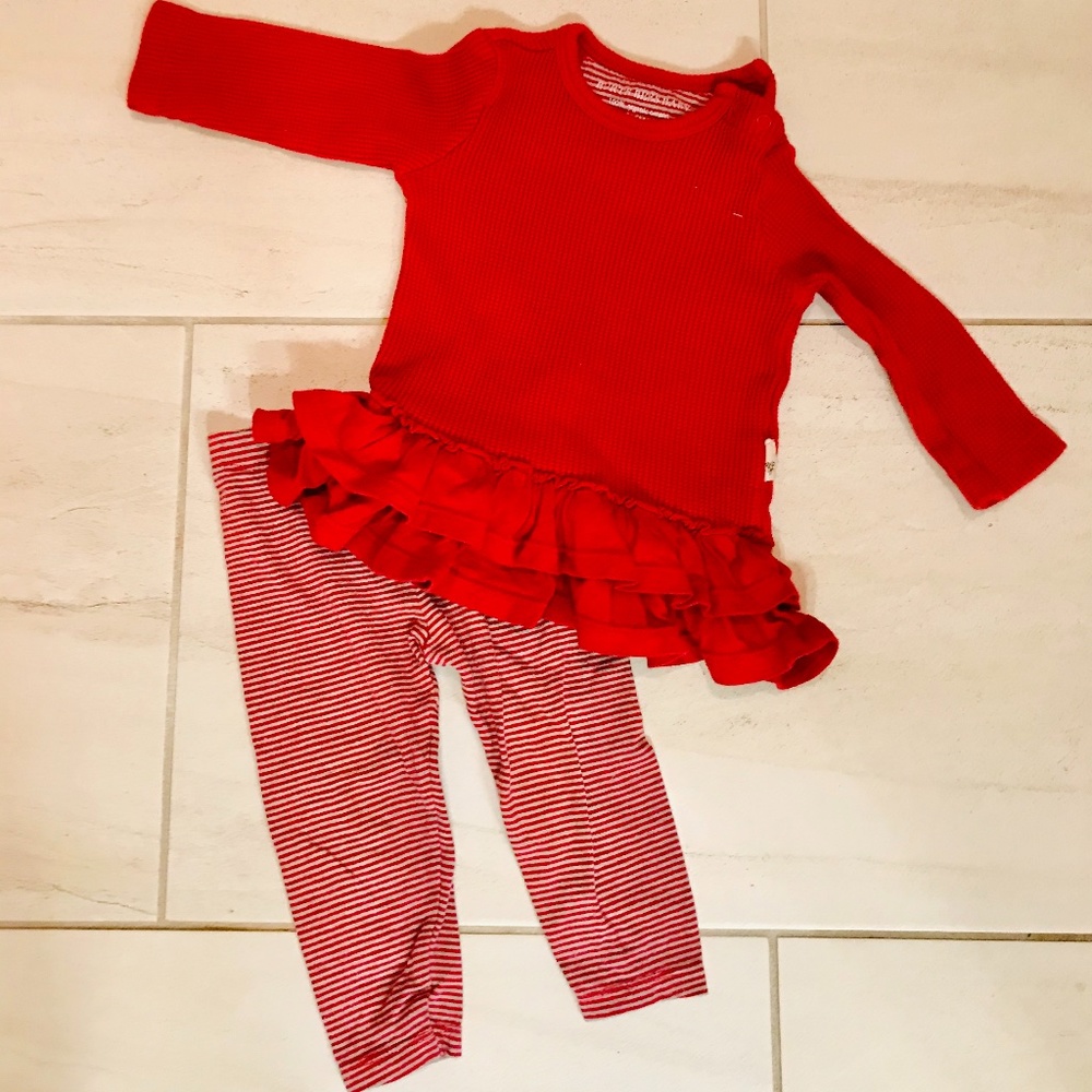 Burts Bees organic cotton red ruffle top & pant